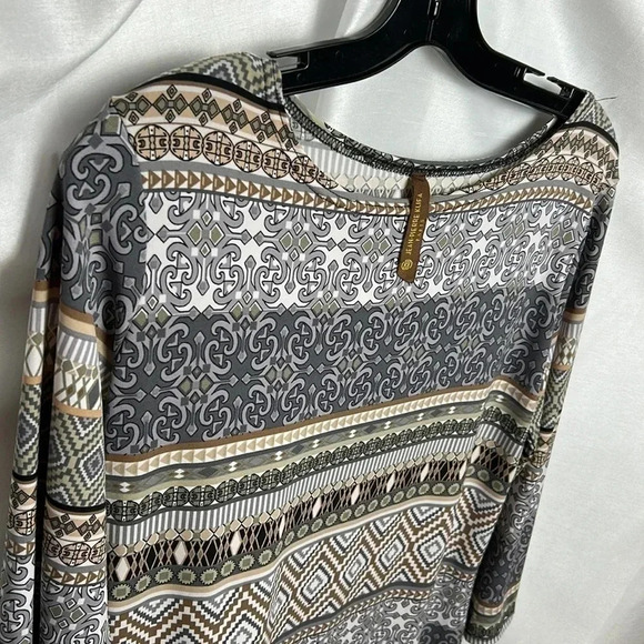 Jean Pierre klifa Paris Dress size MED,grey aztec MADE  USA 3/4 sleeve, Aztec - Picture 5 of 12